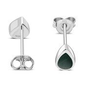 Malachite Drop Silver Stud Earrings, e333